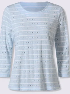 T-shirt à manches 3/4 jacquard en jersey tendance