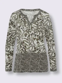 T-shirt à manches longues mélange de motifs tendance