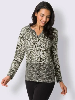 T-shirt à manches longues mélange de motifs tendance