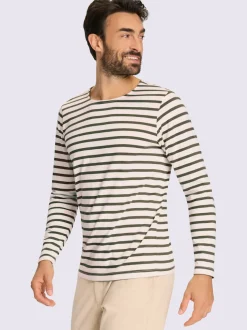 T-shirt à manches longues rayures en fils teintés