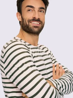 T-shirt à manches longues rayures en fils teintés