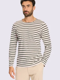T-shirt à manches longues rayures en fils teintés