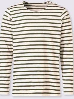 T-shirt à manches longues rayures en fils teintés