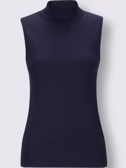 T-shirt sans manches col remontant près du corps