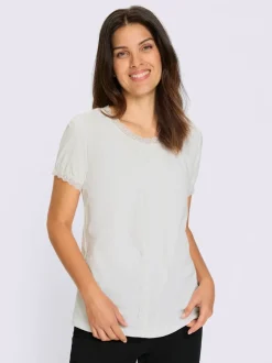 T-shirt traditionnel empiècement en dentelle