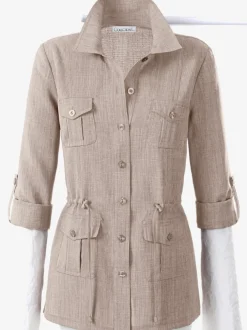 Veste chemisier en imitation lin décontractée et légère