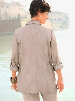 Veste chemisier en imitation lin décontractée et légère