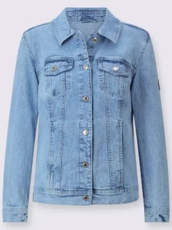 Veste en jean coton à col classique et manches longues