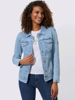 Veste en jean coton à col classique et manches longues