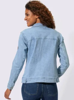 Veste en jean coton à col classique et manches longues