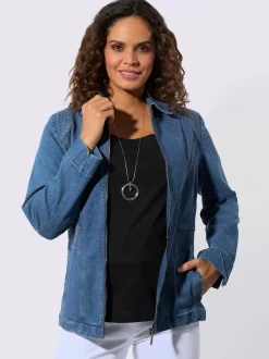 Veste en jean coutures décoratives affinantes