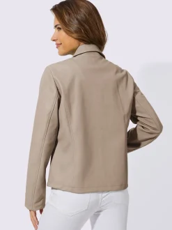 Veste en synthétique imitation cuir avec col à revers et glissière