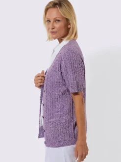 Veste en tricot ajouré fils chinés