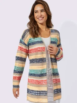 Veste en tricot ajouré marinière à manches longues
