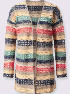 Veste en tricot ajouré marinière à manches longues