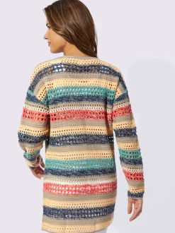 Veste en tricot ajouré marinière à manches longues