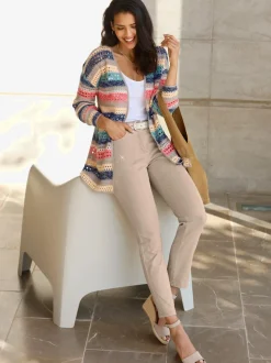 Veste en tricot ajouré marinière à manches longues