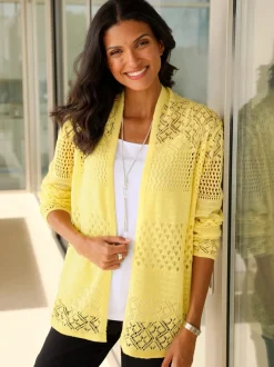 Veste en tricot ajouré motif ajouré intégral