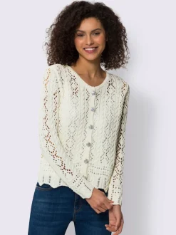 Veste en tricot ajouré motif ajouré intégral