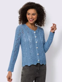 Veste en tricot ajouré motif ajouré intégral