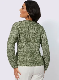 Veste en tricot bouclé à col rond et manches longues