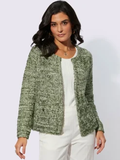 Veste en tricot bouclé à col rond et manches longues