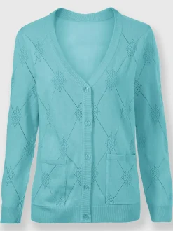 Veste en tricot à col V et manches longues