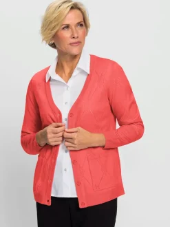 Veste en tricot à col V et manches longues poches plaquées