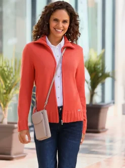 Veste en tricot à fermeture éclair col montant et manches longues