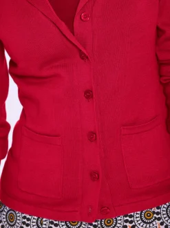 Veste en tricot fin superbe basique avec poches plaquées