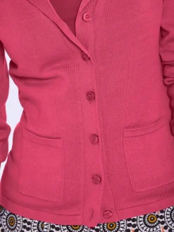 Veste en tricot fin superbe basique avec poches plaquées