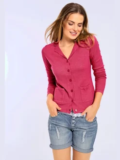 Veste en tricot fin superbe basique avec poches plaquées