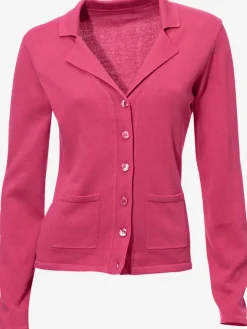 Veste en tricot fin superbe basique avec poches plaquées