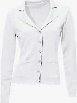 Veste en tricot fin superbe basique avec poches plaquées