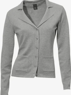Veste en tricot fin superbe basique avec poches plaquées