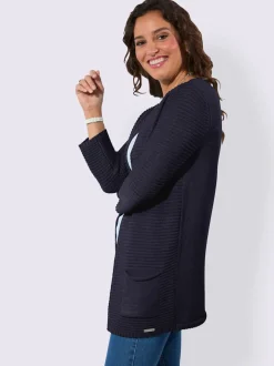 Veste en tricot forme ouverte et longue tendance