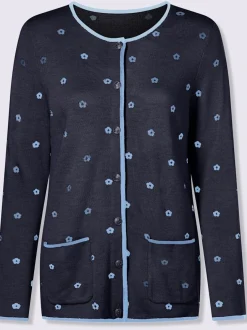 Veste en tricot jacquard fleurs en jacquard
