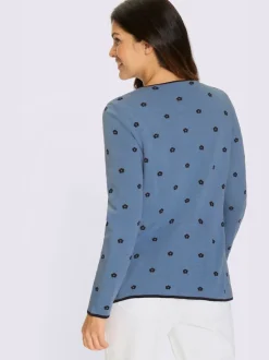 Veste en tricot jacquard fleurs en jacquard