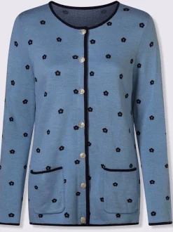 Veste en tricot jacquard fleurs en jacquard