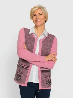 Veste en tricot jacquard petites pierres brillantes fantaisie