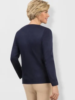 Veste en tricot laine mérinos à col rond et manches longues