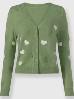 Veste en tricot motif cœur tendance