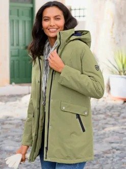 Veste extérieure à capuche et col montant avec poches zippées