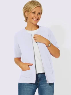 Veste légère en tricot avec encolure ronde et poches plaquées