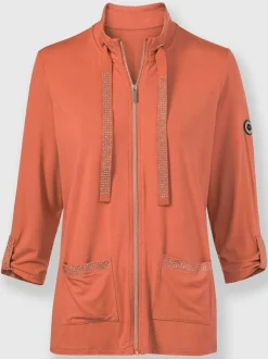 Veste légère en viscose col montant et poches trois quart