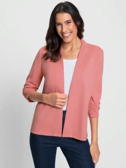 Veste légère ouverte à bordure large et manches trois quarts