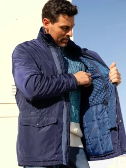 Veste longue col amovible