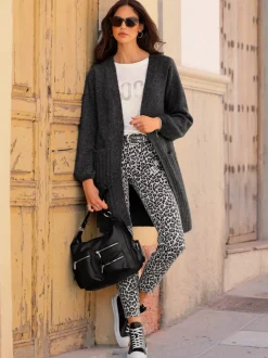 Veste longue en tricot coupe longue tendance
