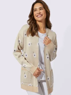 Veste longue en tricot à manches longues et motif jacquard