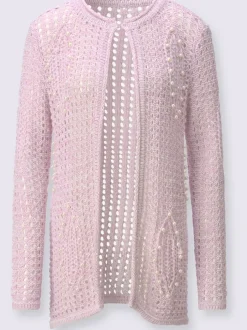 Veste longue en tricot motif ajouré léger